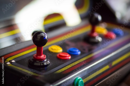 Print op canvas Joystick of a vintage arcade videogame - Coin-Op