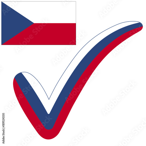check mark style Czech Republic flag symbol elections, voting and approval, vector concept check mark Israel tick cz