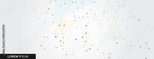 Abstract polygonal horisontal background with abstract connecting dots and lines