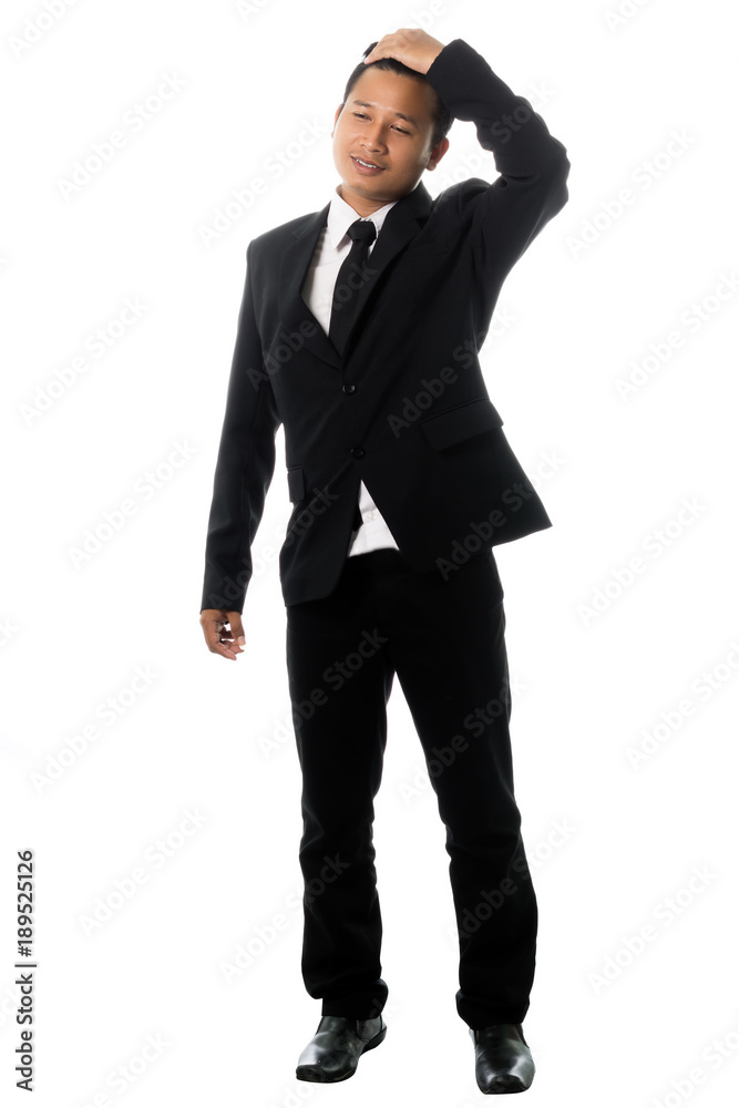 Portrait of a business man is relaxing. Isolated on white background Portrait of a business man is relaxing. Isolated on white background
