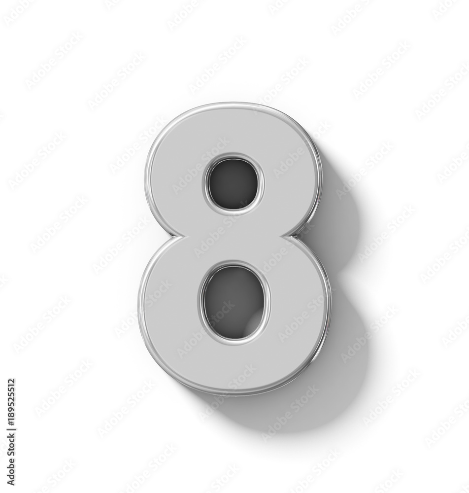 number 8 3D silver isolated on white with shadow - orthogonal projection number 8 3D silver isolated on white with shadow - orthogonal projection
