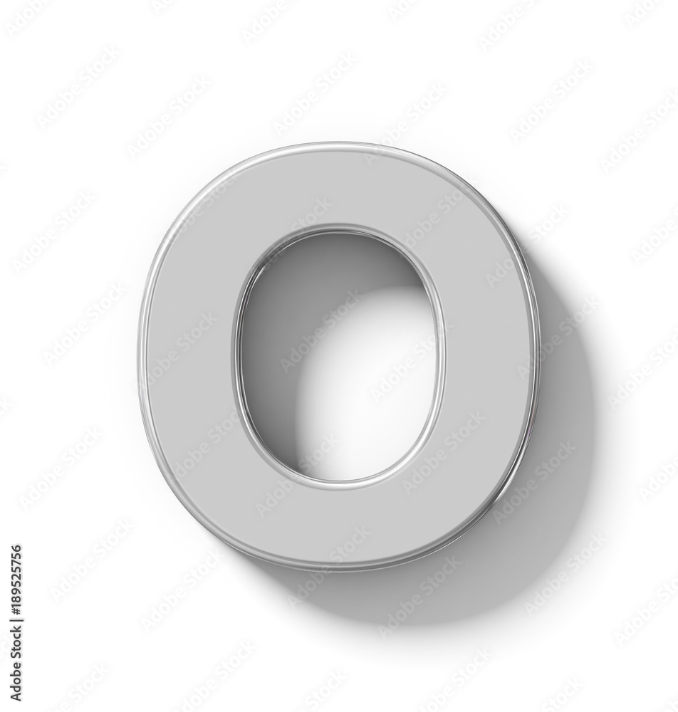 letter O 3D silver isolated on white with shadow - orthogonal projection letter O 3D silver isolated on white with shadow - orthogonal projection