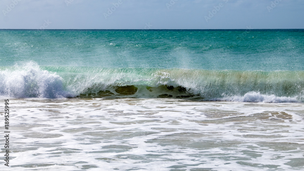 Fototapeta premium Waves breaking at the sand beach shore