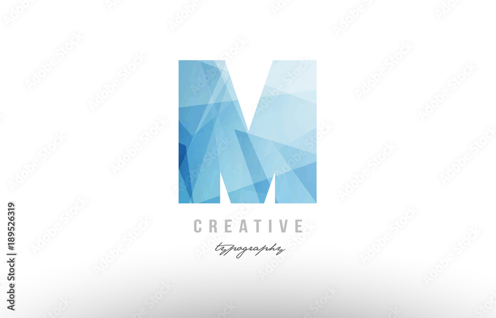 Obraz premium m blue polygonal alphabet letter logo icon design