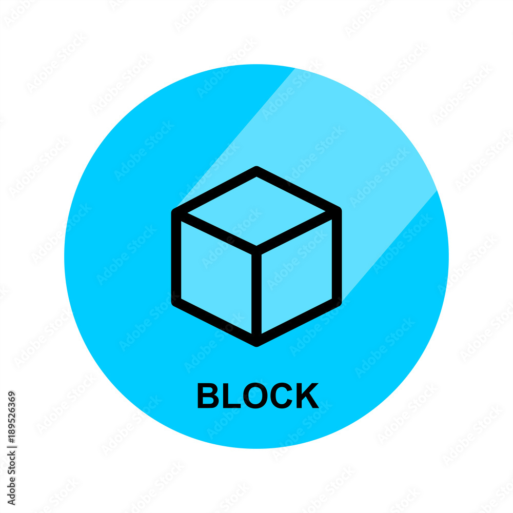 Block chain Icon with long shadow in circle.