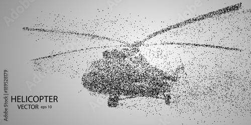 The helicopter of the particles. Crumbles into small molecules, atoms. Vector eps 10.