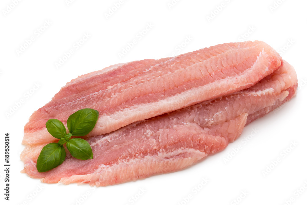Fillet of Fish Pangasius. Isolated on white background. Fillet of Fish Pangasius. Isolated on white background.