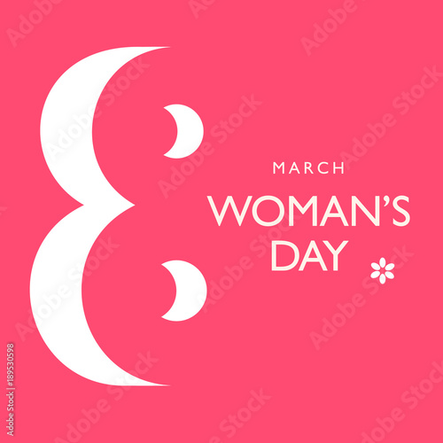 Greeting card for International Women's Day. Eight in a negative space, an unusual design, vector illustration.