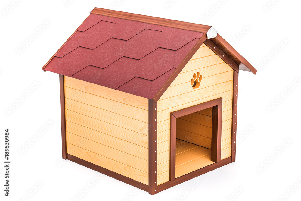 Wooden doghouse, 3D rendering Wooden doghouse, 3D rendering