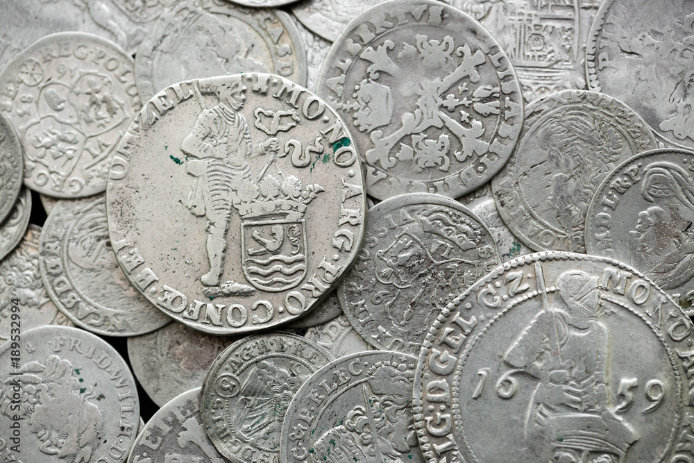 Naklejka premium ancient silver medieval coins