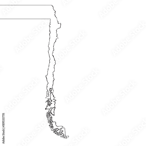 Map of Chile. Continous line