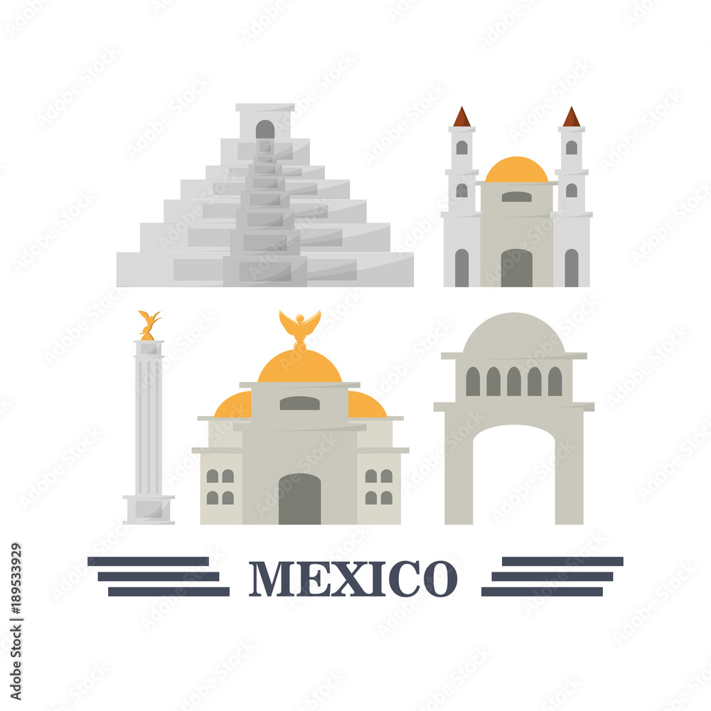 colorful set of mexico icons