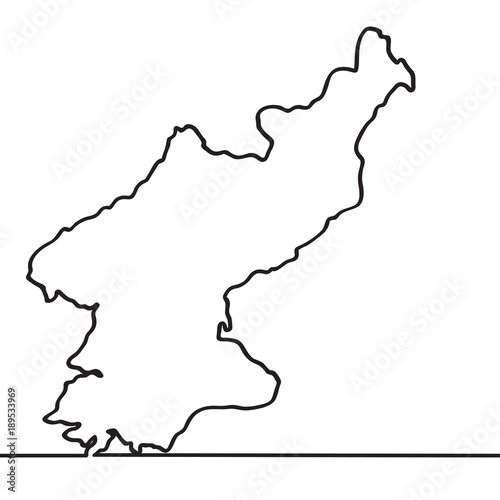 Map of North Korea. Continous line