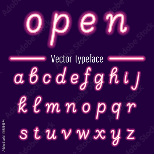 Handwritten Vector Neon Light Alphabets