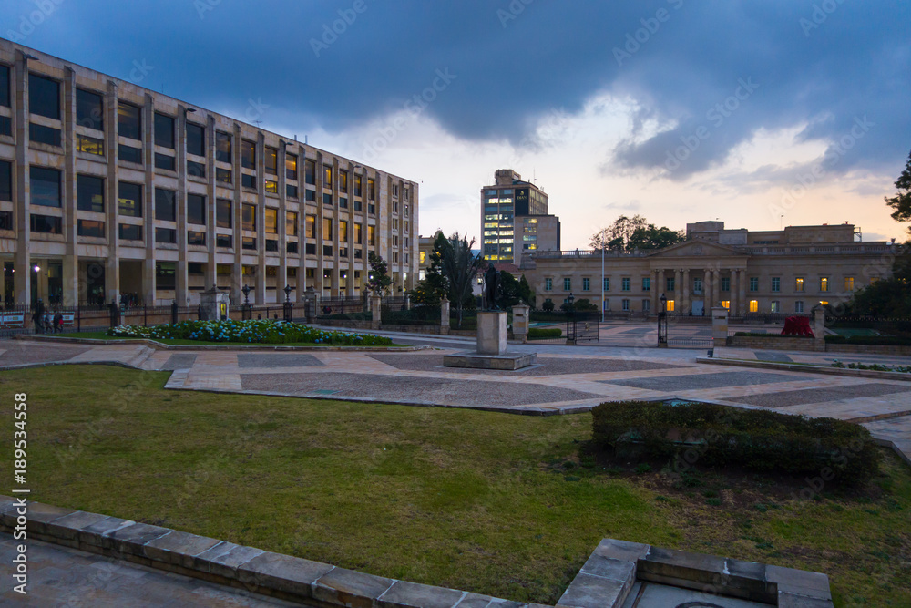 Outdoor view of courtyard of Colombian Capitol and Congress, Bogota