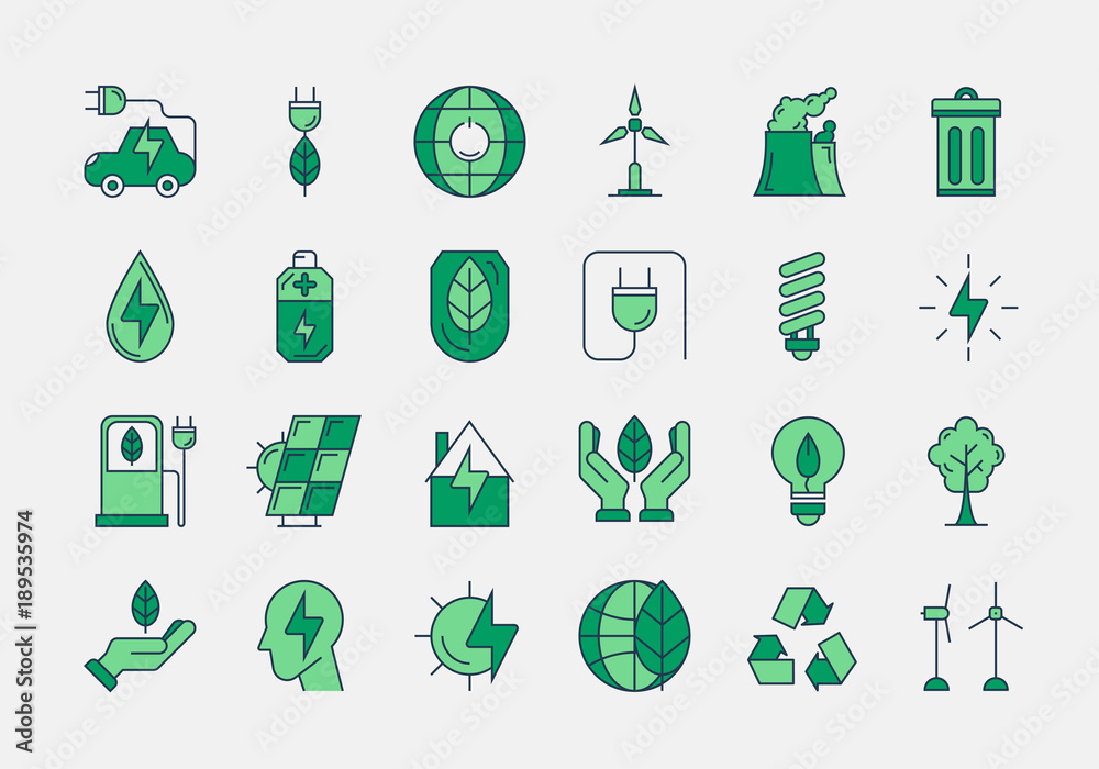 Green outline ECO icons Green outline ECO icons