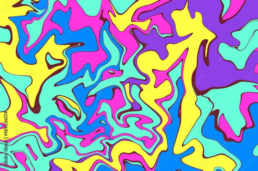 Psychedelic digital marbling. Abstract colorful backdrop. Liquid paint abstraction. Vibrant color palette mesh