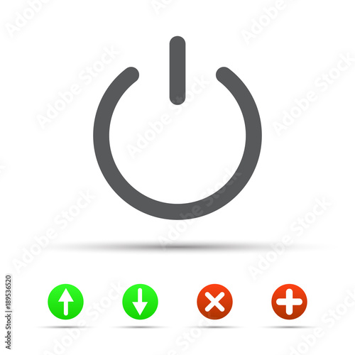 Power on knob icon and arrows icons