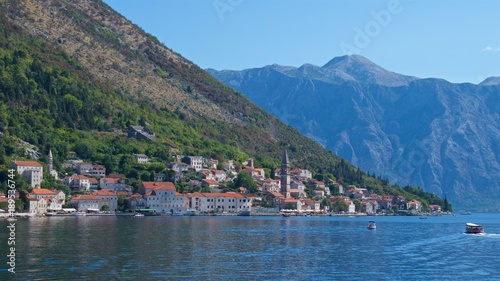Perast is an old town on the Bay of Kotor in Montenegro. © bleung