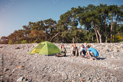 Hikers camping on the beach in Cirali