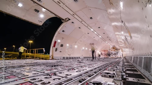 Loading air cargo freighter inside aircraft