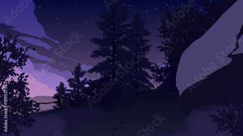 mountain forest landscape illustration