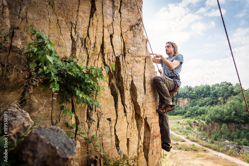 Young Climber Rock Climbing