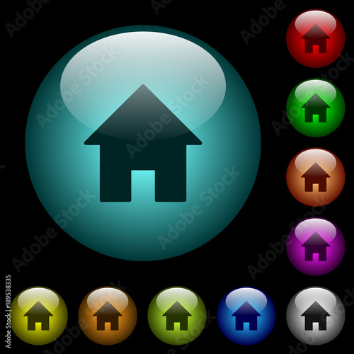 Home icons in color illuminated glass buttons