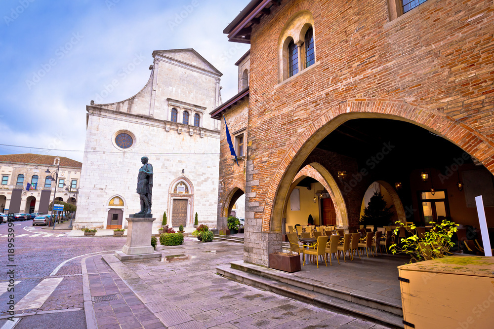Cividale del Friuli square and church view