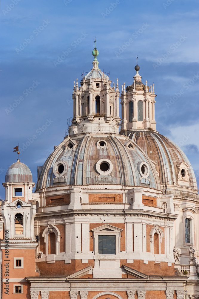 Trajan's Forum Twin Churches beautiful renaissance and baroque domes in the historic center of Rome