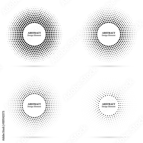 Set of halftone abstract dotted backgrounds for your design. Halftone effect vector pattern. Circle dots isolated on the white background. Vector abstract logo design element.