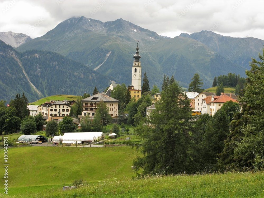 Ftan village in the Lower Engadine of Switzerland