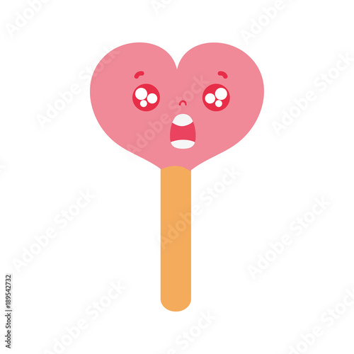 colorful surprised heart ice lolly kawaii