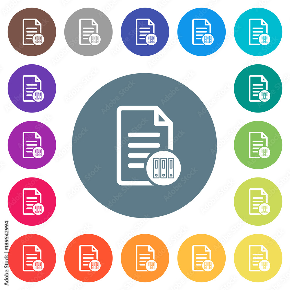 Archive document flat white icons on round color backgrounds Archive document flat white icons on round color backgrounds