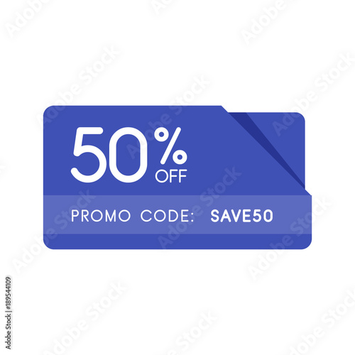 Promo code, coupon code. Flat vector badge design illustration on white background