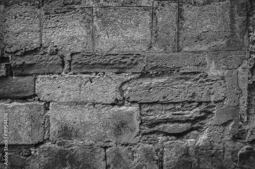 Monochrome of old stone wall texture background