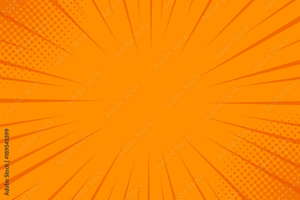 Fototapeta premium Comics rays background with halftones. Vector summer backdrop illustrations