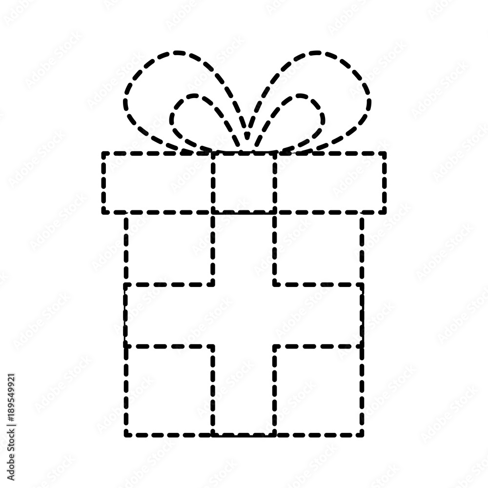 gift box with ribbon bow icon image vector illustration design black dotted line gift box with ribbon bow icon image vector illustration design black dotted line