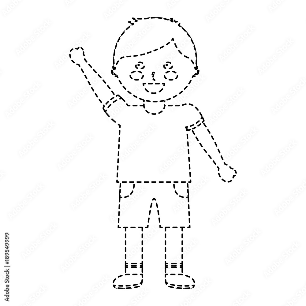 Fototapeta premium happy boy kid child icon image vector illustration design black dotted line