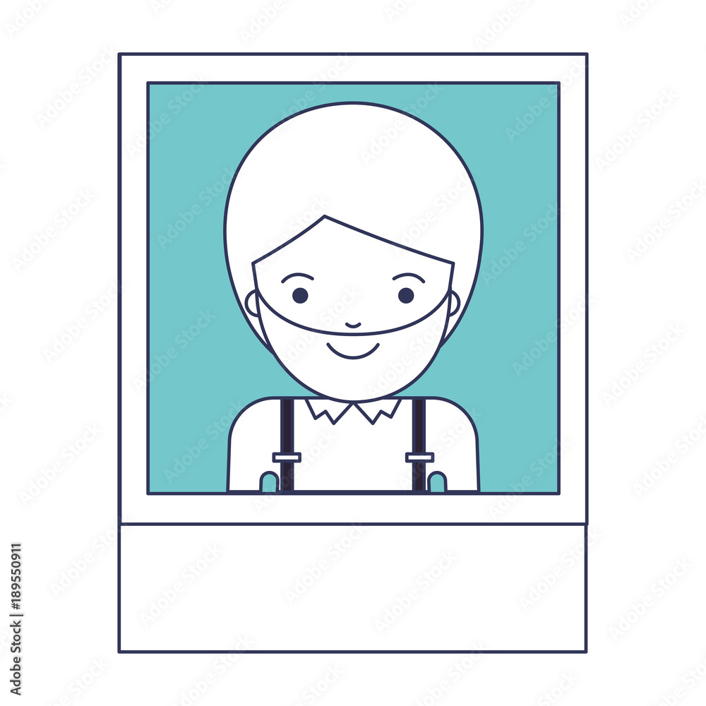 identification photo of man with short hair and beard in blue color sections silhouette vector illustration identification photo of man with short hair and beard in blue color sections silhouette vector illustration