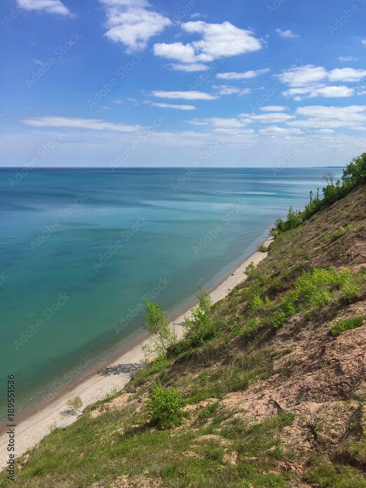 view of Lake Michigan from bluffs in Wisconsin