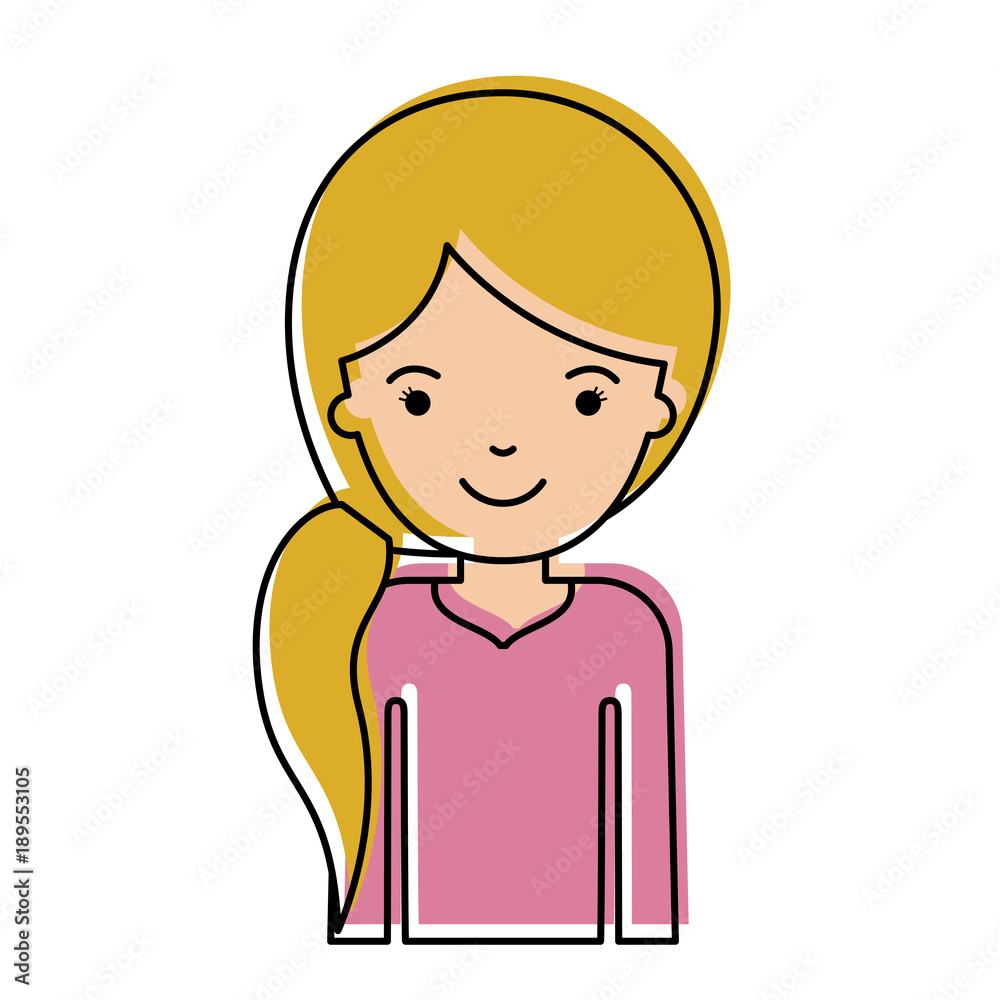 half body woman with pigtail hairstyle in watercolor silhouette vector illustration half body woman with pigtail hairstyle in watercolor silhouette vector illustration