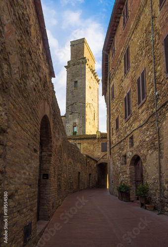 San Gimignano (Italy) - The famous small walled medieval hill town in the province of Siena, Tuscany. Known as the Town of Fine Towers, or the Medieval Manhattan. Here the awesome historic center.