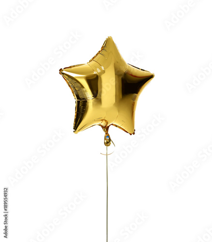 Single big gold star balloon object for birthday  party 