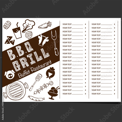menu barbecue grill restaurant template design graphic objects