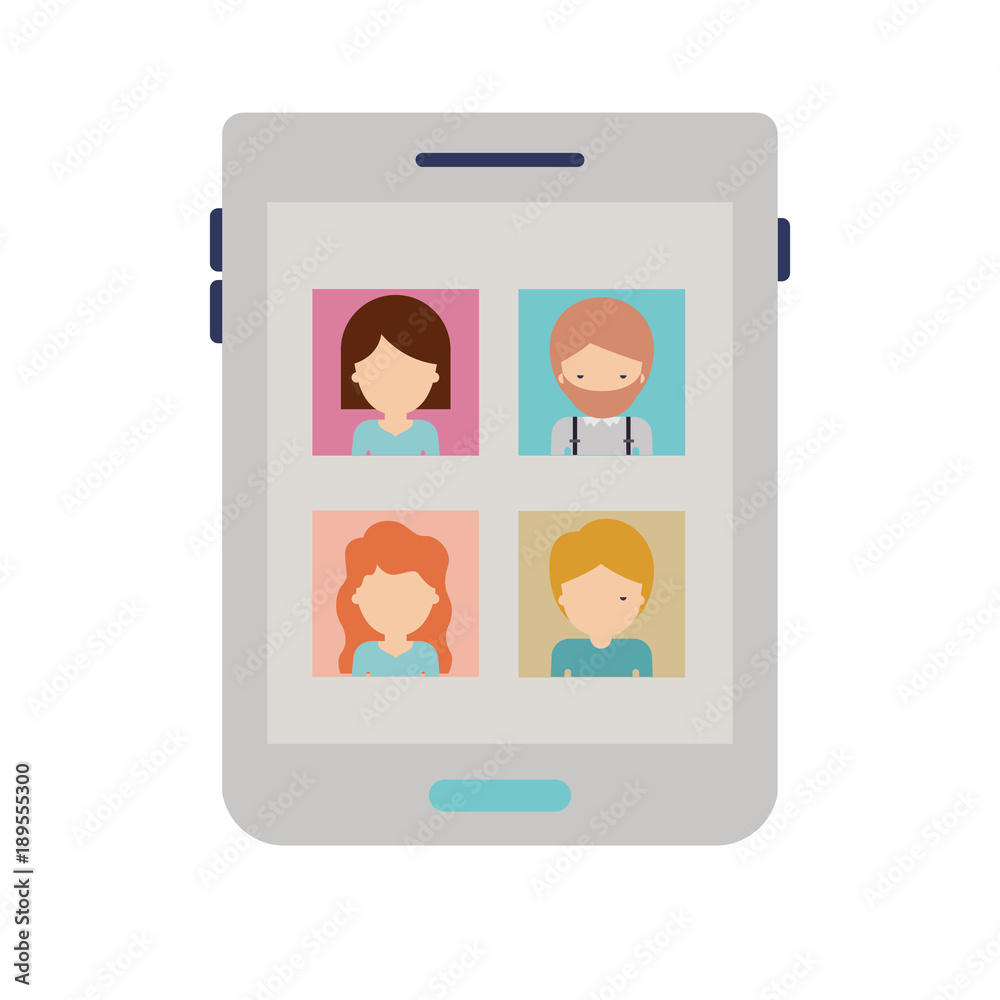 faceless people picture profiles social network in tablet device screen in colorful silhouette vector illustration faceless people picture profiles social network in tablet device screen in colorful silhouette vector illustration