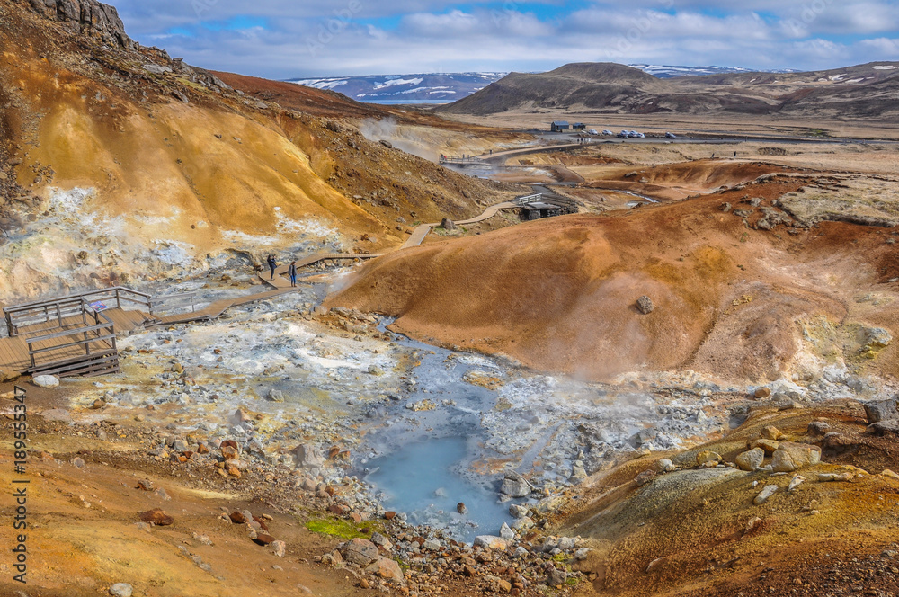 Iceland Geothermal Area Pools with Steam