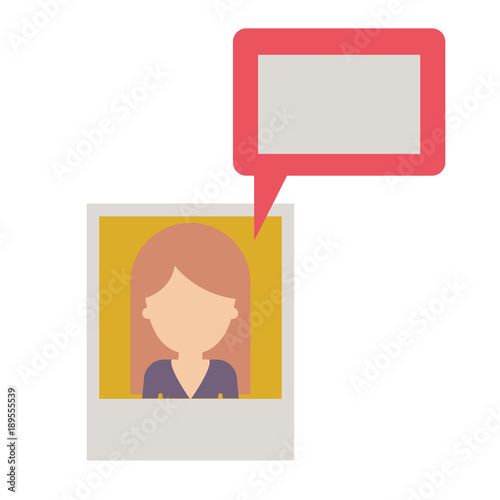 faceless woman social network picture profile dialogue comments in colorful silhouette vector illustration