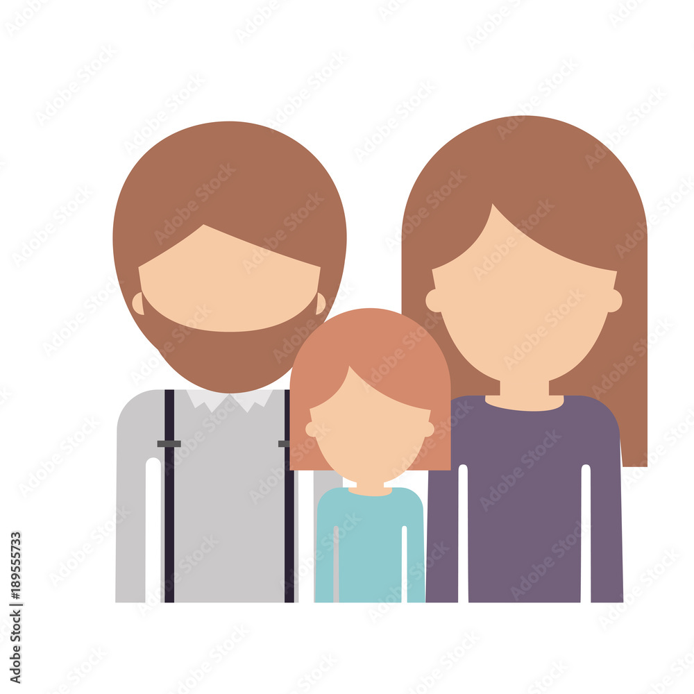 half body faceless family group with light brown hair in colorful silhouette vector illustration half body faceless family group with light brown hair in colorful silhouette vector illustration