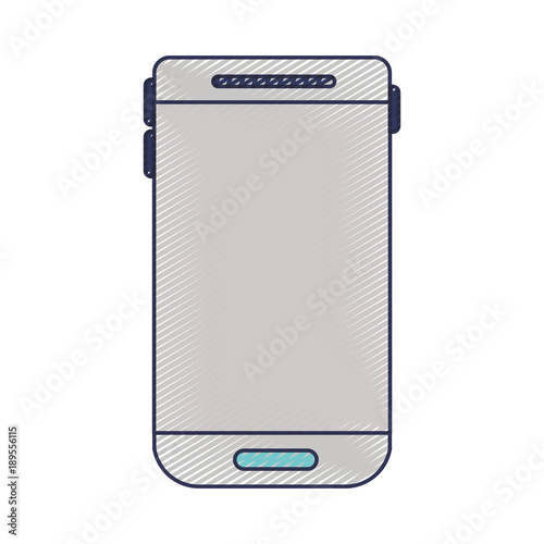 smartphone device icon in colored crayon silhouette vector illustration